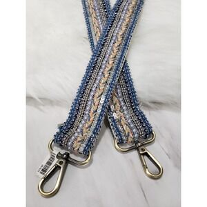 NEW BEADED BLUE BOHO RHINESTONE Susan Joy Guitar Strap 47"